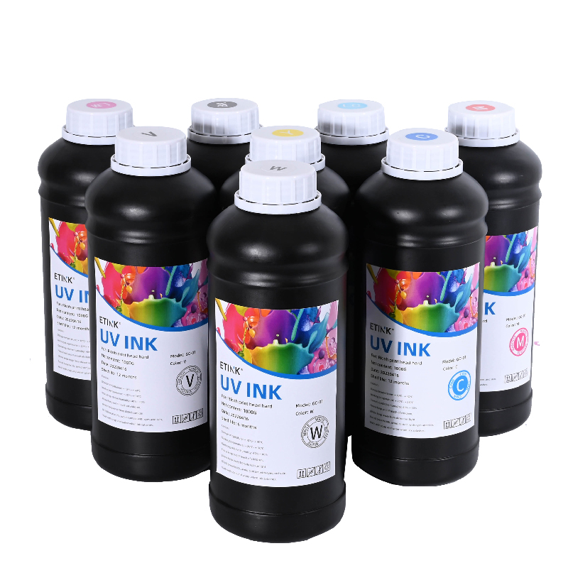 UV-LED soft ink is suitable for Ricoh print head to print  Metal, acrylic